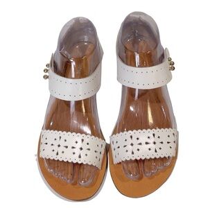 Cooperative Women’s Sandal Cutout White/Gold Size-6-6.5 GUC